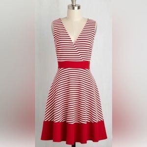 ModCloth Retro Red&White Striped Dress Size S